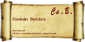 Csobán Balázs névjegykártya